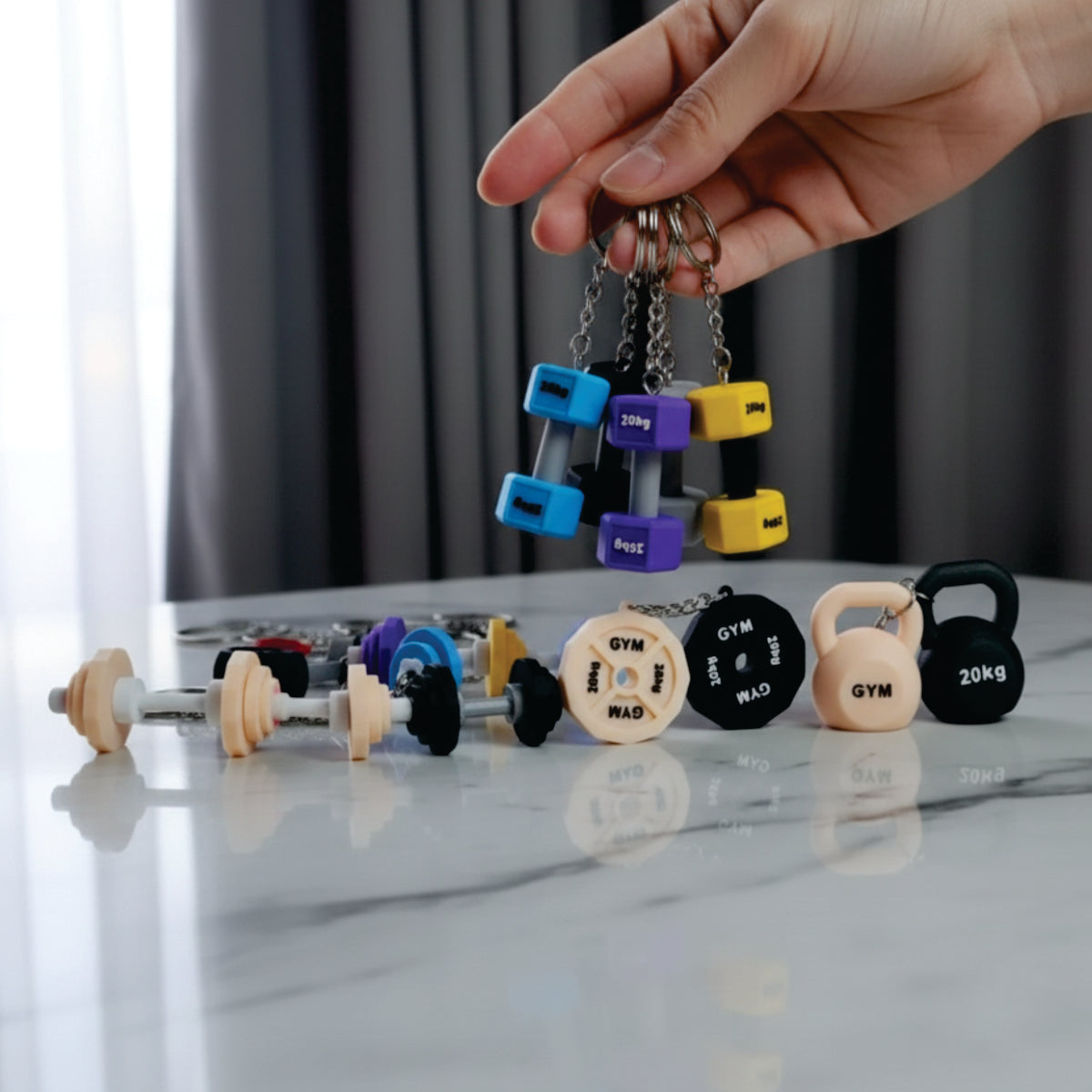 Mini Lift Gym Keychain Set